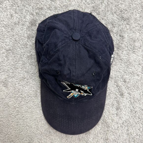 Vintage 90s San Jose Sharks NHL Snapback Hat Cap Unisex Navy Pacific Bell Promo - Picture 3 of 13